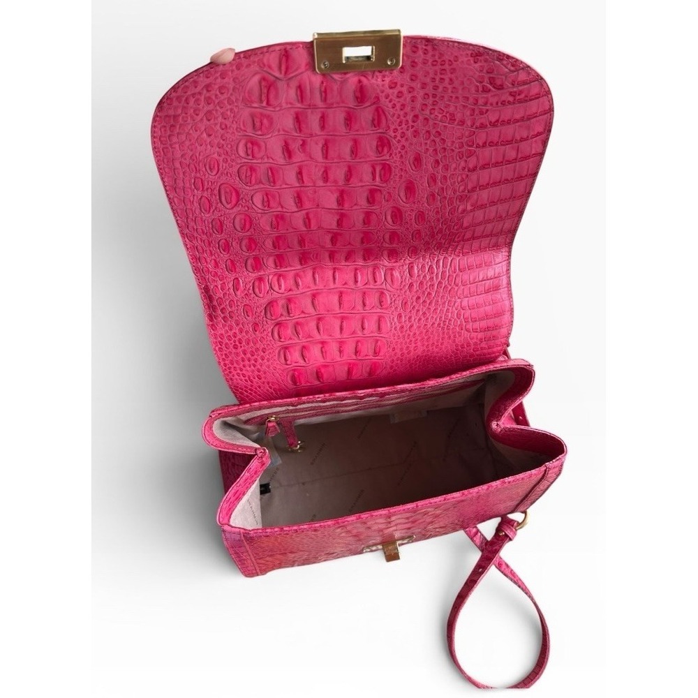 Brahmin Phoebe Taffeta Melbourne Pink Croc Embossed Crossbody Satchel STUNNING - Picture 10 of 16